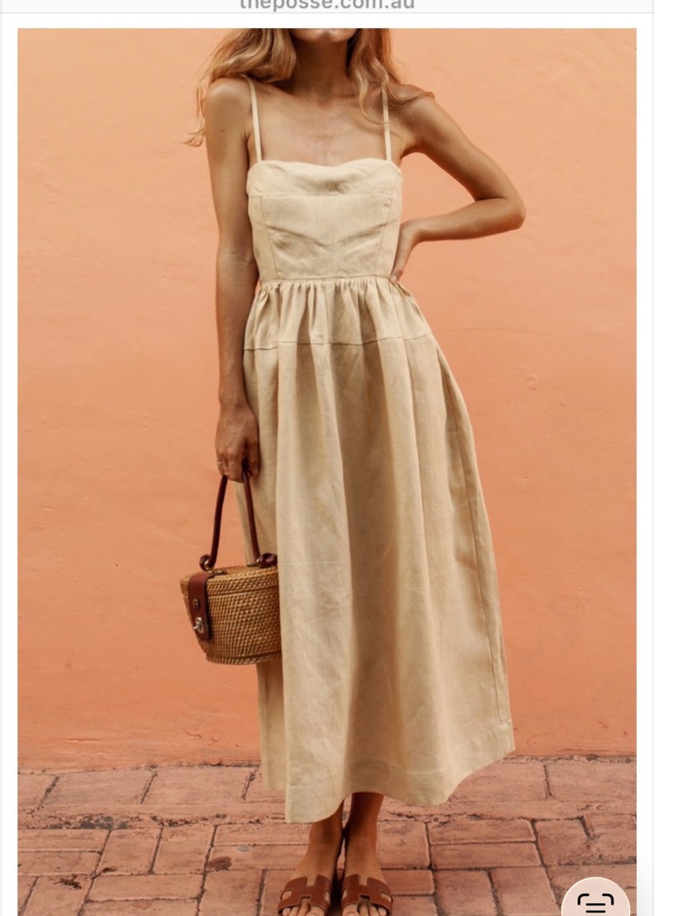 Posse Mason  Dusty Citron Linen Dress - s